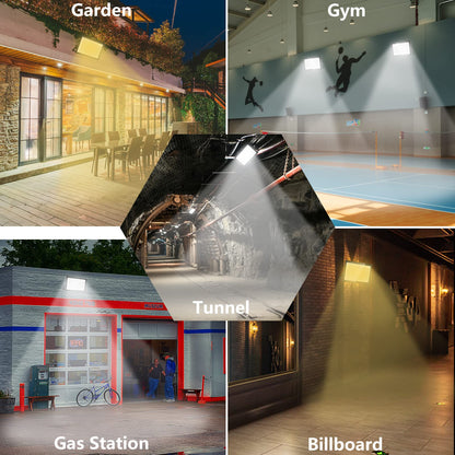 loyal 300W LED floodlight outdoor, 30000LM super bright LED spotlight, 6000K cool white industrial floodlight, IP66 waterproof outdoor lamp, LED outdoor floodlight for garden, sports field, garage