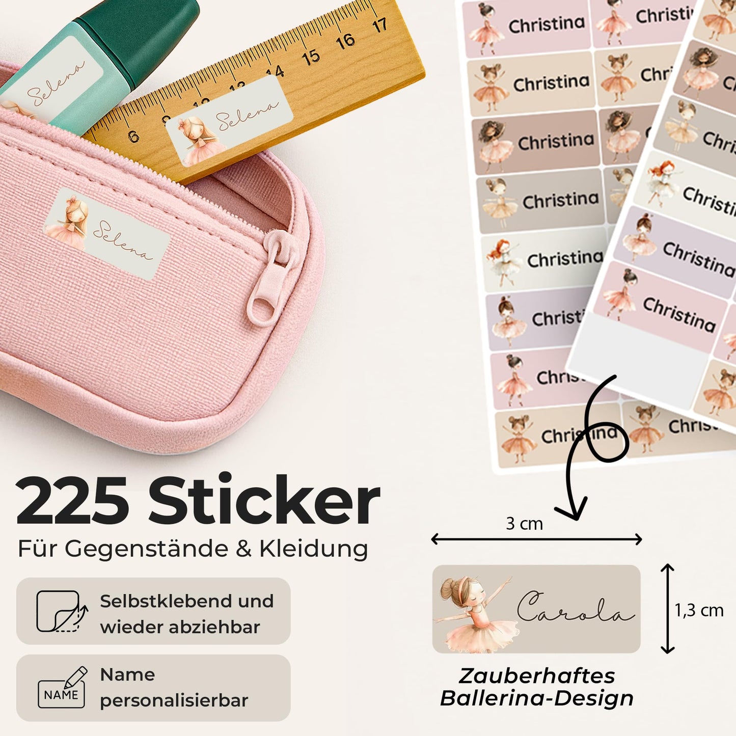 Petite Print® Name Labels for Kids School & Daycare (225 ct) - Personalized with names - Stick-on labels for kids - For clothing, pens & items - Machine washable & waterproof (Crocodile)