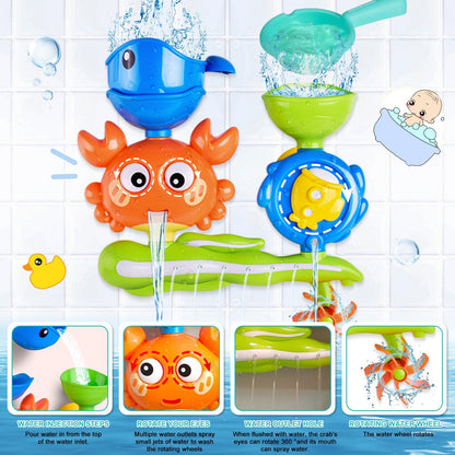 Bath toys for 3 4 5 6 years - DIY bath toys with ball track & suction cups, water toys for kids for girls & boys, educational bath gift.
