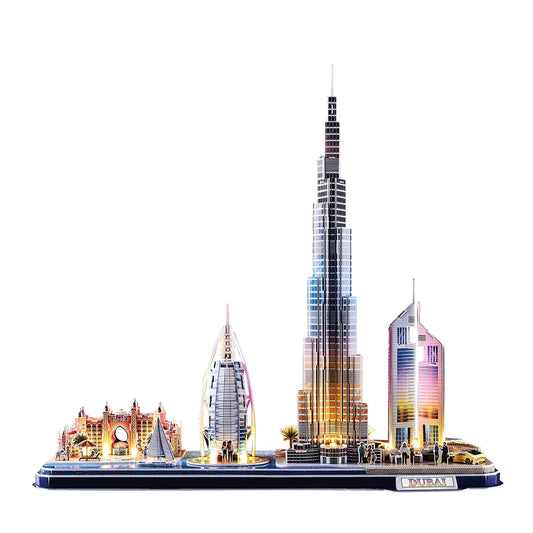 3D Puzzle Kids - Dubai LED City Line | 3D Puzzle Adults | Model Building Kit for Adults | Gift for Kids 8+ | 186 Pieces | DIY