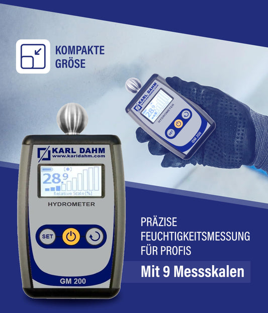 Karl Dahm Moisture Meter GM-200 with ball l Perfect for measuring cement screed, concrete, plaster, wood l Item No. 40435