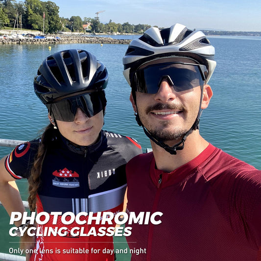 KAPVOE Photochromic Self-Tinting Cycling Glasses TR90 Frame for Men Women Clear Sports Sunglasses Sport Cycling MTB Glasses Driving Sports Baseball Running Clear Black 01