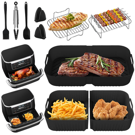 Airfryer accessories for Ninja Foodi Flexdrawer AF500EU 10.4 L, 1×10.4L and 2×5.2L silicone mold for Ninja air fryer af500de accessories, Additional accessories included in the package