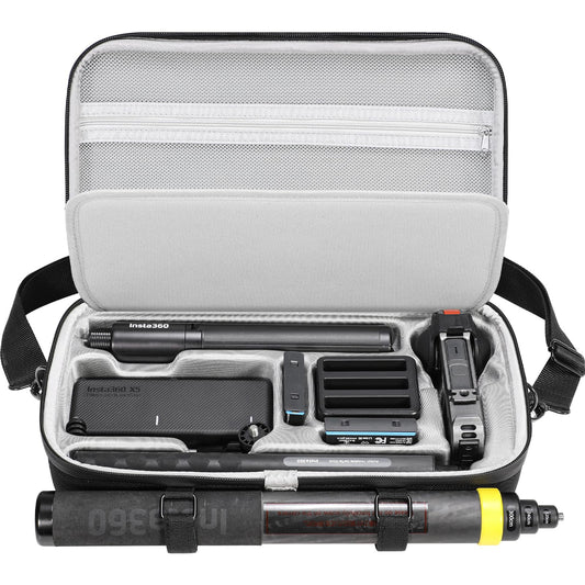 AMAZEAR carrying bag for Insta360 X4 / X5 case, compatible with 3m 9.8ft Extended Edition selfie stick, portable waterproof shoulder bag for Insta360 X5 / Insta360 X4 / X3 ONE X2 accessories.