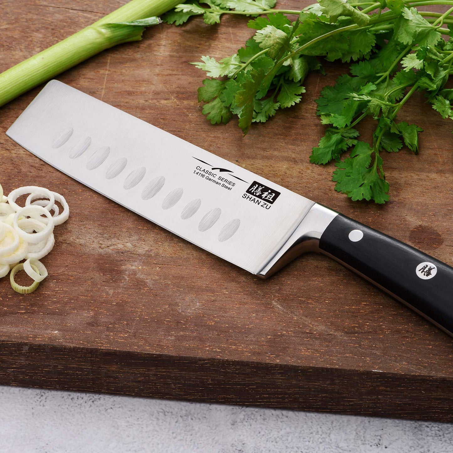 SHAN ZU Chef's Knife Nakiri Kitchen Knife Professional Knife 16.5 cm German Stainless Steel Extra Sharp Blade with Ergonomic Handle Exquisite Gift Packaging