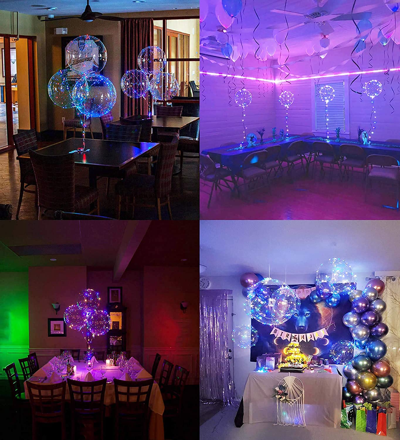 10 Pack Glow in the Dark Balloons, LED Balloons Colorful Transparent Balloon, Bobo balloon with fairy lights