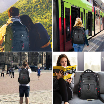 KROSER Laptop Backpack 17.3 Inch Business Travel Backpack Carry-On Waterproof with Hard Shell Security Compartment Charging Port RFID Pocket for Men/Women/College/School - Black MEHRWEG