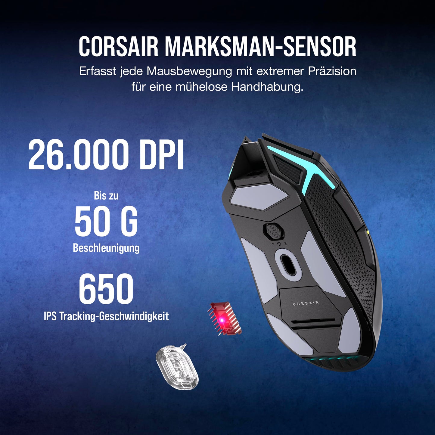 CORSAIR NIGHTSABER WIRELESS RGB FPS/MOBA Gaming Mouse - 26,000 DPI - 11 Programmable Buttons - Up to 100 Hours of Battery Life - iCUE Compatible - PC, PS5, PS4, Xbox - Black