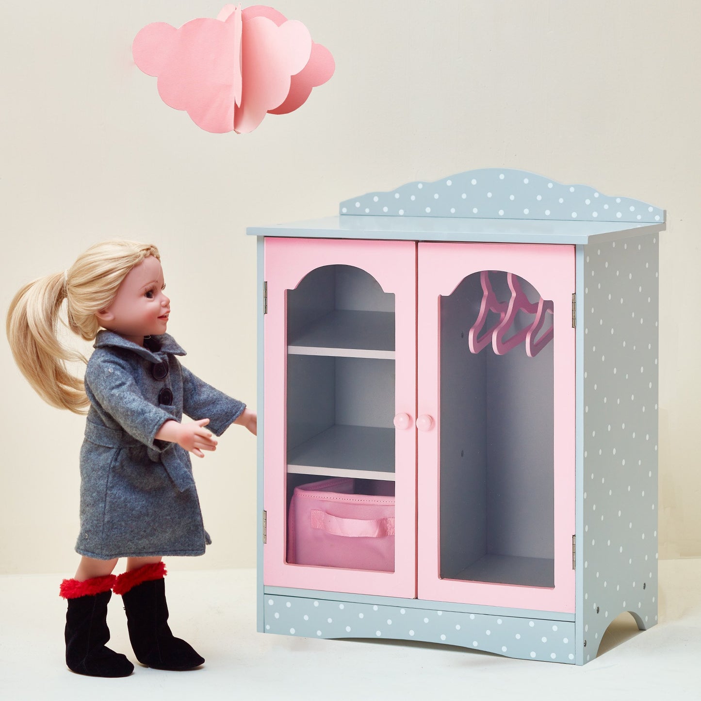Doll wardrobe wooden doll accessories baby dolls toy Olivia's World TD-0210AG