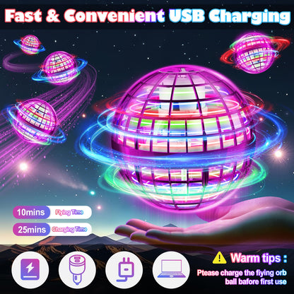 ANOEPUY Flying Ball, Orbi Ball with RGB Light, Kids Flying Ball, Fly Spinning Ball, Decompression Plane Gifts for Kids (Purple)