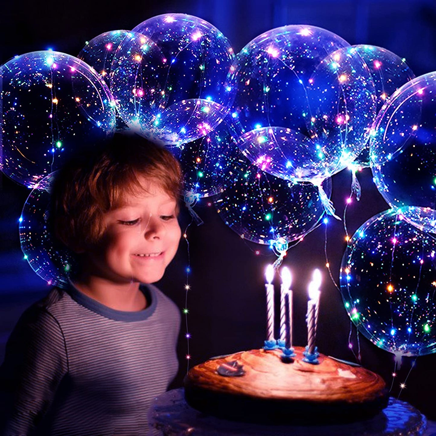 10 Pack Glow in the Dark Balloons, LED Balloons Colorful Transparent Balloon, Bobo balloon with fairy lights