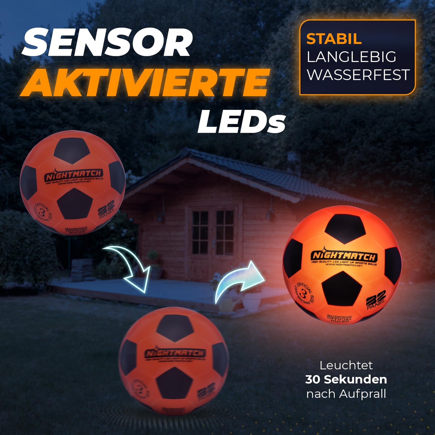 NIGHTMATCH LED Light Up Soccer Ball | Soccer | Official Size 3 | Waterproof | Glows in the Dark | Soccer for Kids & Adults | Illuminated Soccer Ball | Indoor & Outdoor.
