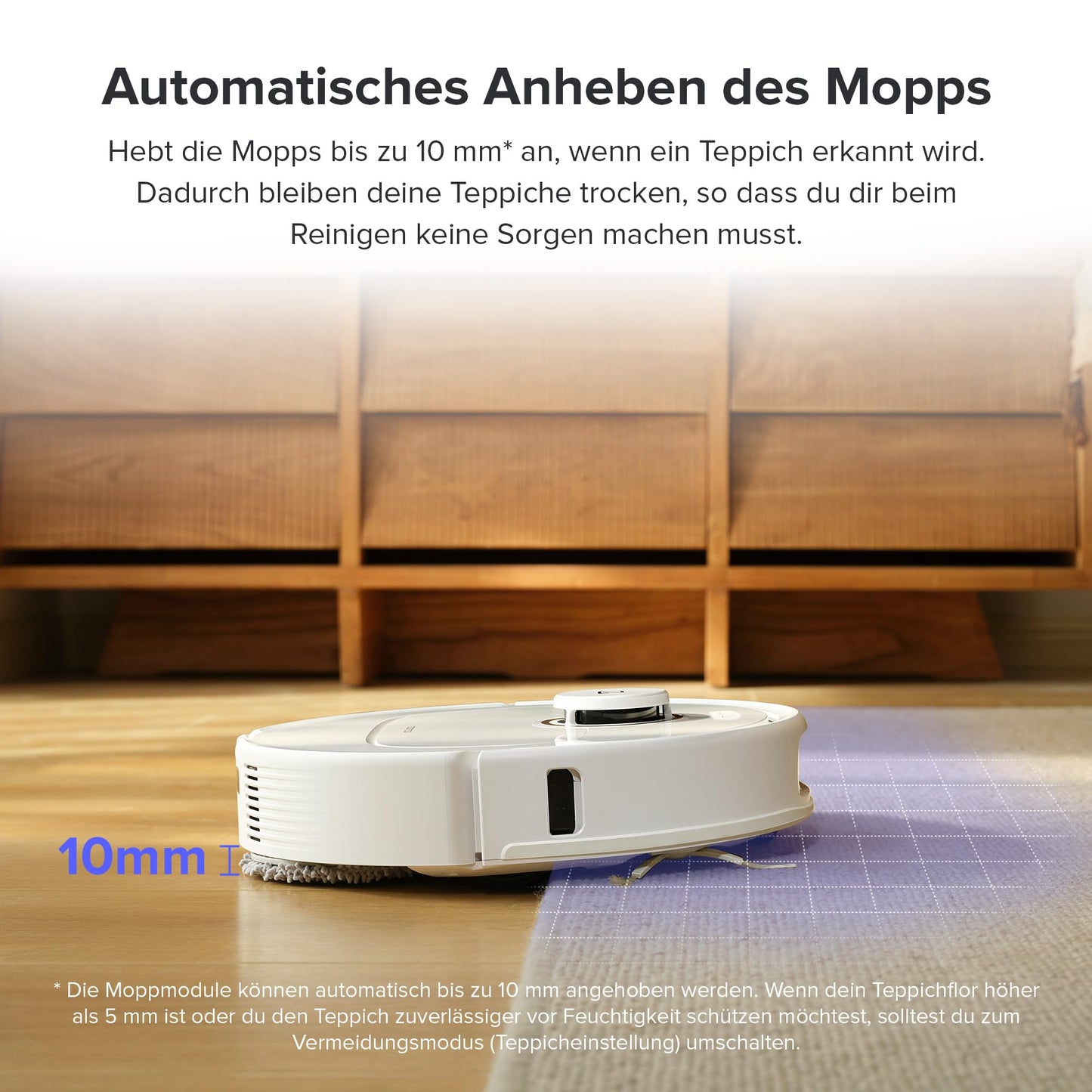 Roborock Qrevo Pro robot vacuum with mopping function & lift-able mop, FlexiArm design edge cleaning, 7,000 Pa, 60°C hot water mopping, Custom carpet strategy (White)
