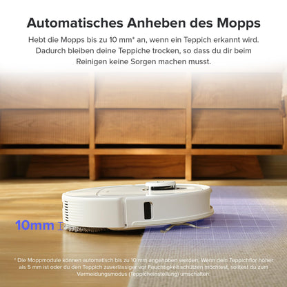 Roborock Qrevo Pro robot vacuum with mopping function & lift-able mop, FlexiArm design edge cleaning, 7,000 Pa, 60°C hot water mopping, Custom carpet strategy (White)