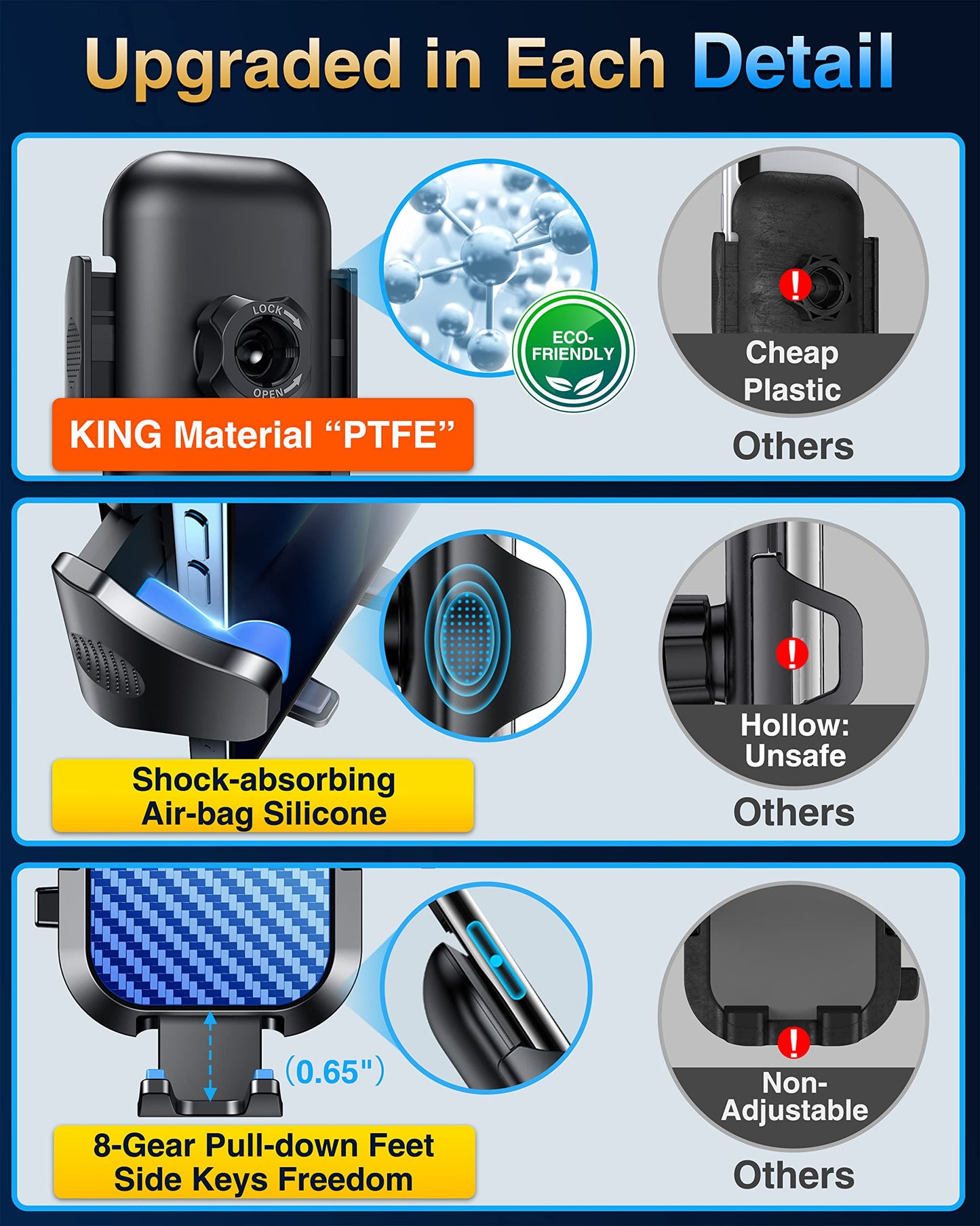 VANMASS Car Phone Mount 2025 Upgrade Suction Cup & Vent Clip 4 in 1 Phone Holder Military-Grade Protection Smartphone Mount on Windshield for iPhone 16 15 14 13 Pro Max Samsung, etc.