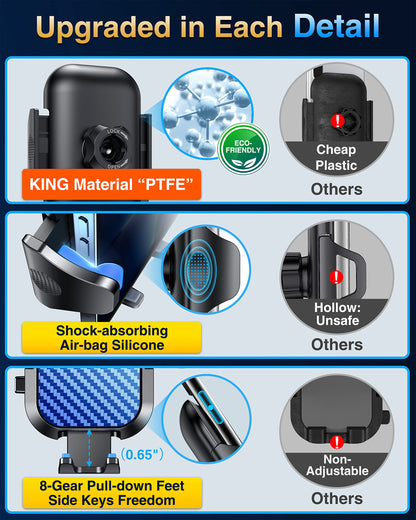 VANMASS Car Phone Mount 2025 Upgrade Suction Cup & Vent Clip 4 in 1 Phone Holder Military-Grade Protection Smartphone Mount on Windshield for iPhone 16 15 14 13 Pro Max Samsung, etc.