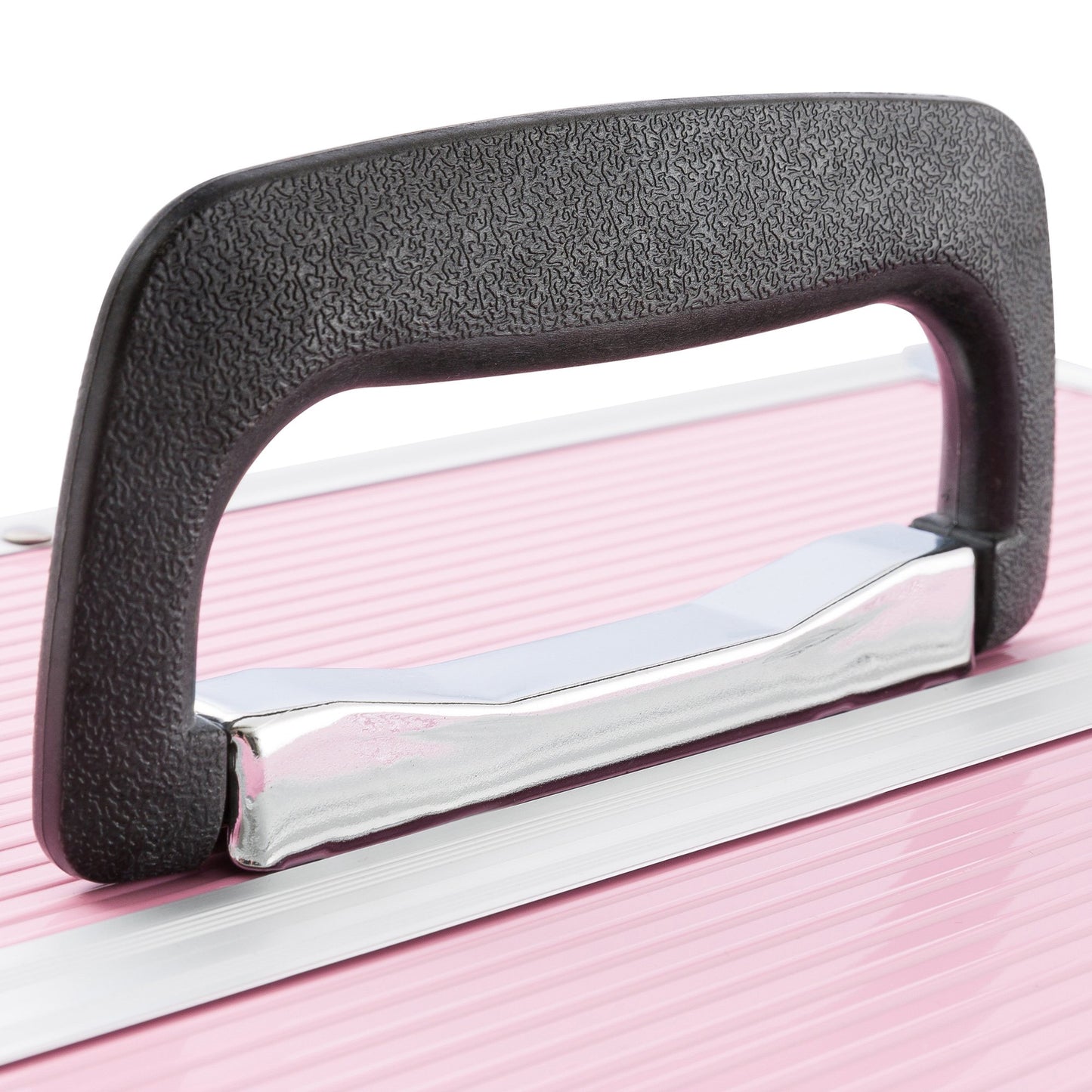 Arebos cosmetic case | 26L | with carrying strap | 13 compartments | aluminum | with lock & key | fold-out shelves | customizable with 8 dividers | 39 x 36 x 23 cm | Pink.