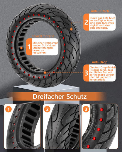 "VOLOHAS 60/70-6.5 Solid Rubber Tires 10*2.5 for Segway Ninebot Max G30/G30E/G30LP electric scooter front or rear Honeycomb Tires Anti-slip Puncture-proof (Red Dot 2 PCS)"