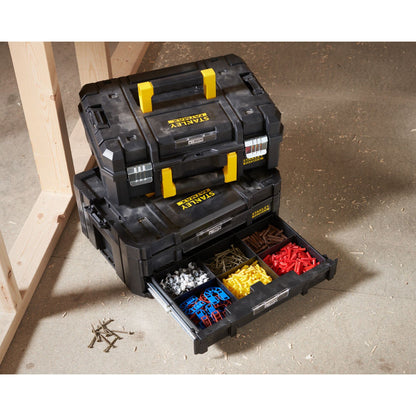 STANLEY FatMax Pro-Stack tool box empty tool case - tool chest (21.5L capacity, with 2 drawers and organizers for small parts, with metal closures) FMST1-71981