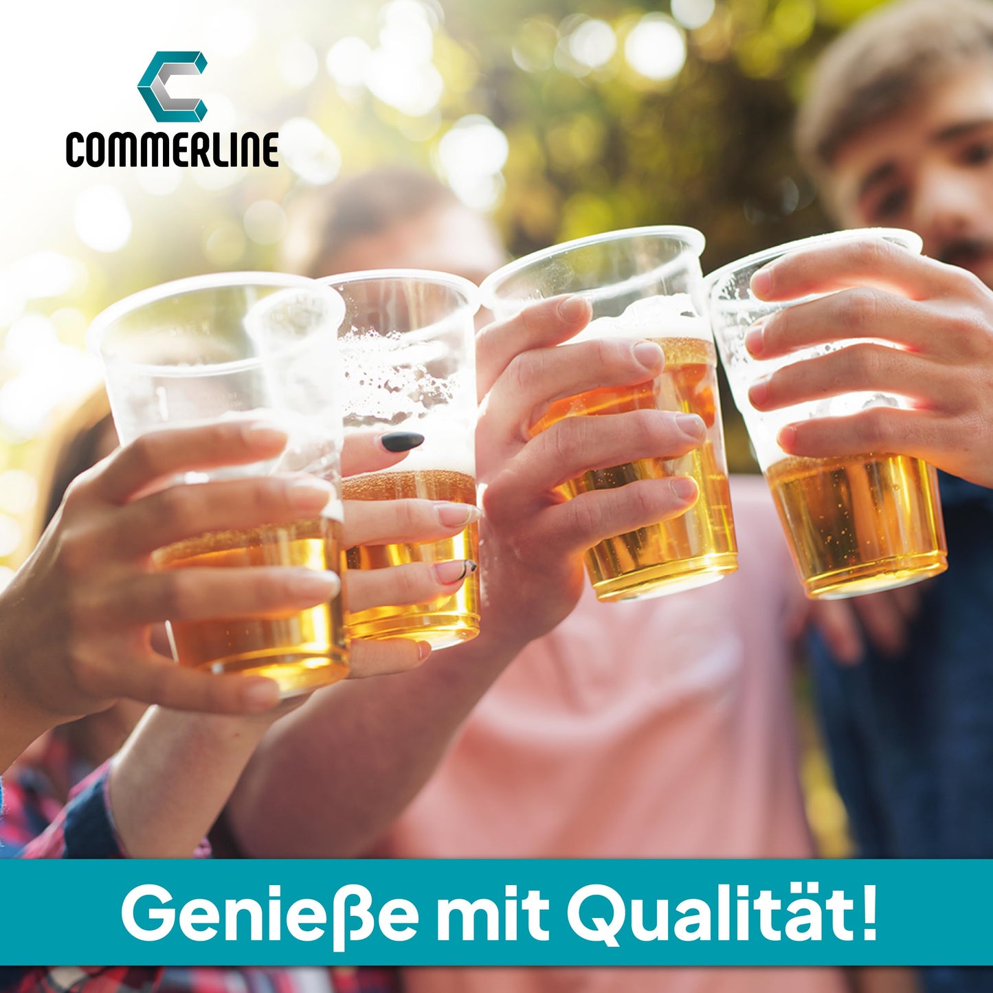 Commerline 100 Piece Plastic Cups 0.5L Drinking Cups, Plastic Transparent Cups, Party Cups, Plastic Cups, Water Cups Dispensing Cups
