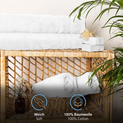 Comfortec 2-piece sauna towel set 70x200 cm made of 100% cotton, XXL sauna towels, sauna hand towel, soft, large, terry cloth, quick-drying, white.