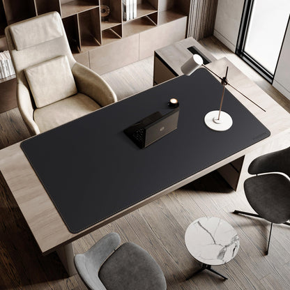 MAIDERN Desk Pad Cork & Leather 130 x 70cm, Double-Sided Felt Desk Mat, Large Mouse Pad XXL, Waterproof Writing Mat Paper, Office and Home Table Mat (Black)