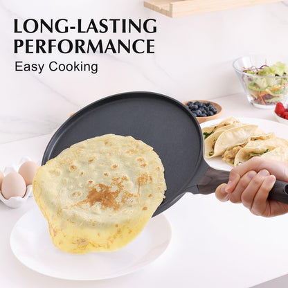 SENSARTE Black Crepe Pan 30cm Non-Stick Skillet Omelette Pancake Flat Pan with Swiss Granite Non-Stick Coating, Bakelite Handle, Induction Compatible, PFOA PFOS Free.