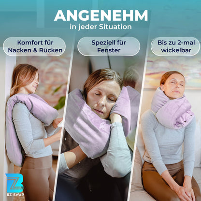 Premium Travel Neck Pillow - Flexible travel pillow for restful sleep on airplane, car, and office - Comfortable and lightweight neck pillow for travel - Neck pillow for airplane travel (Violet)