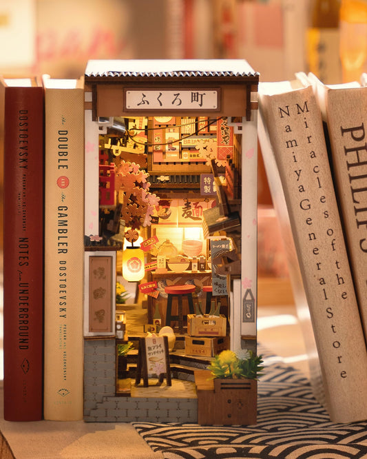 Rolife Book Nook Kit Sakura Vineyard Booknook Japanese Style Izakaya DIY Miniature House Kit for Adults to Build Christmas Birthday Gift Bookshelf Decoration Diorama Kit