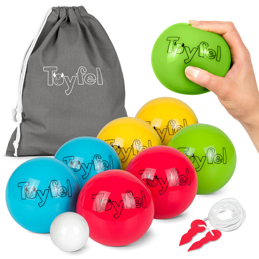 Devil Soft Boule Set for Kids - Indoor Bocce Game including 8 Boule Balls, 1 target ball, 1 carrying bag & measuring tape - Soft Bocce for parquet, tiles, carpet - Leo