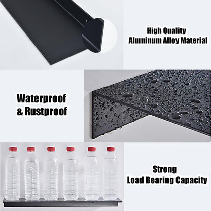 HNVNER Shower Caddy Without Drilling 2 Pieces, Metal Wall Shelf Black 40CM, Shampoo Holder for Shower, Floating Shelf for Storage for Bathroom, Living Room, Kitchen, Bedroom, Office