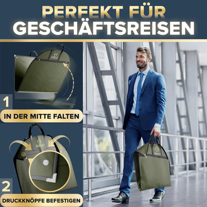 FiRiO® 2 x Premium Garment Bag short - UP TO 50% THICKER MATERIAL - Suit Bag for suit, shirt & co - Foldable garment cover for travel & storage - Suit bag for men - Size: 120x60cm
