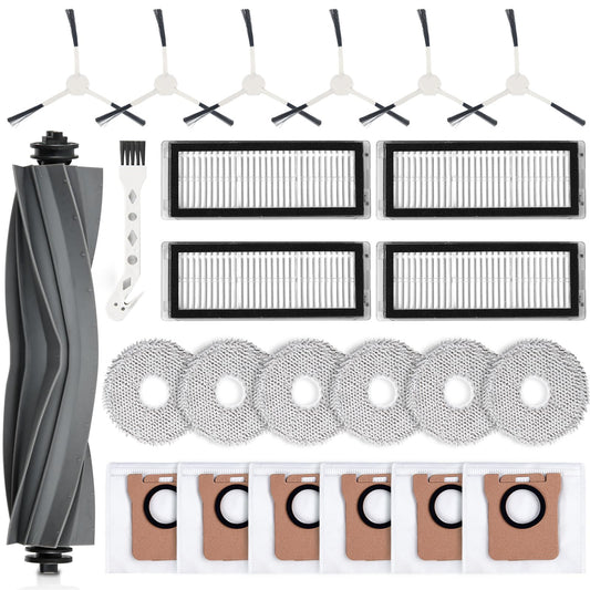 Alloytool 24-piece accessory set for Dreame L20 Ultra / L20 Ultra Complete robot vacuum, replacement parts include 1 main brush, 4 filters, 6 mopping cloths, 6 dust bags, 6 side brushes, 1 cleaning brush.