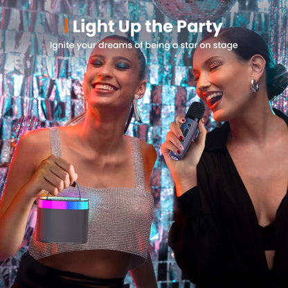 Ankuka Portable Karaoke Machine, Bluetooth Karaoke Speaker with 2 Microphones, Pickups and Party LED Lights, Gifts for Friends, Black