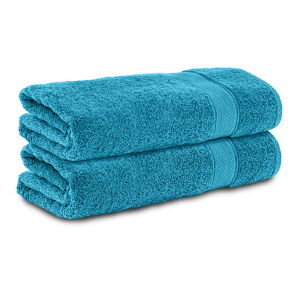 Comfortec 2-piece set bath towels, 70x140cm size, double pack, 100% cotton, towels, terry cloth, soft, absorbent, turquoise.