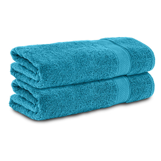 Comfortec 2-piece set bath towels, 70x140cm size, double pack, 100% cotton, towels, terry cloth, soft, absorbent, turquoise.