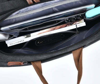 CoolBELL 17.3 inch Convertible Laptop Bag/Rucksack Messenger Bag Canvas Shoulder Bag Business Backpack Work Briefcase Multi-purpose Office Bag Notebook Bag for Laptop/Macbook/Men (Black)