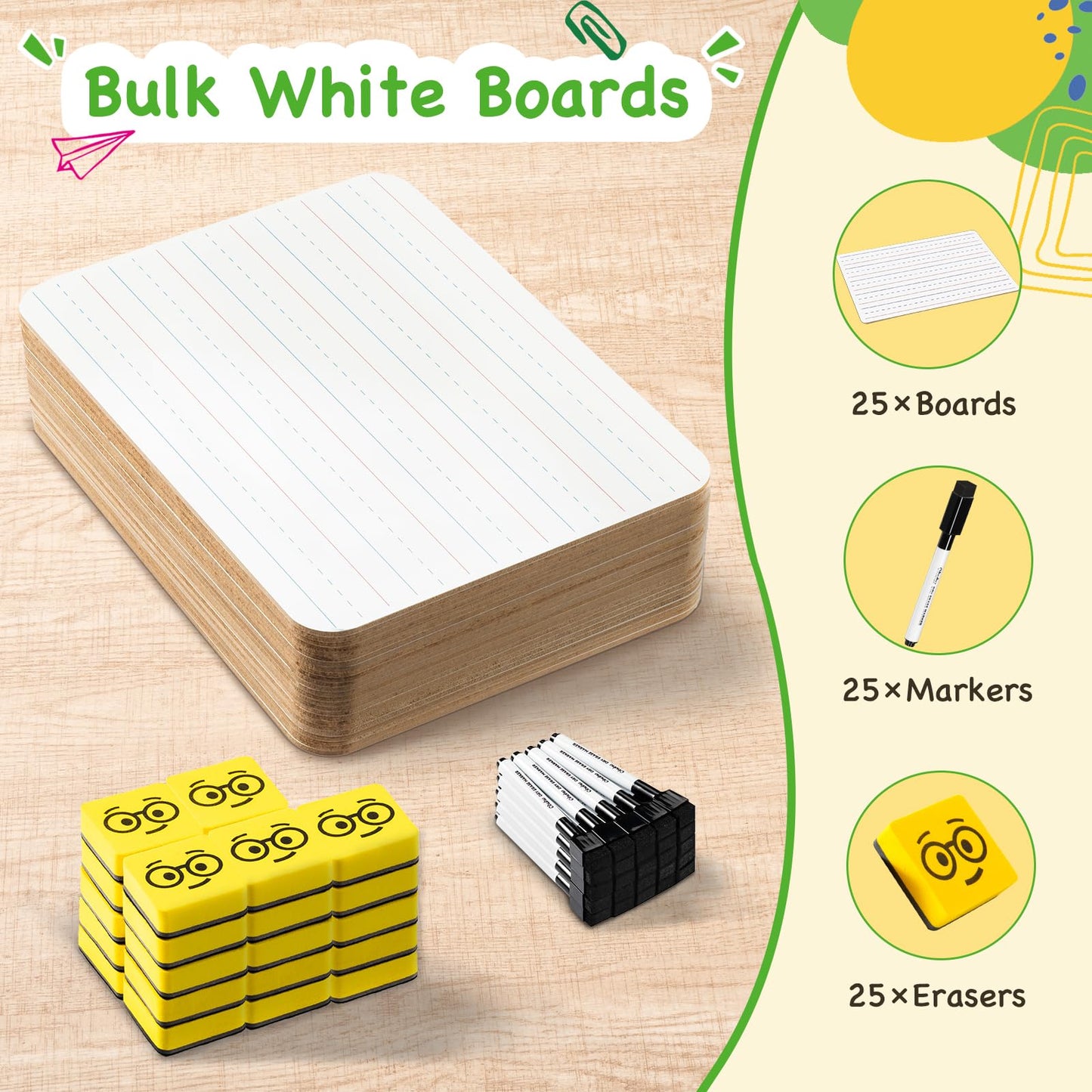 Ohuhu Whiteboard Small A4, Double-Sided Mini White Board, Dry Erase, Portable, for Students, Classroom, School, Home, and Office (Blank & Lined, Whiteboard Set - 25 Pack)