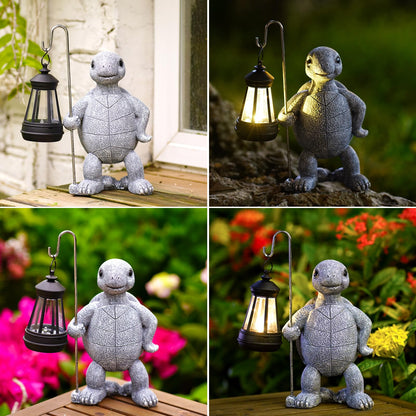 Yeomoo Turtle Garden Figurines with Solar Lights Outdoor Garden Decor - Turtle Decor Garden Room with Solar Lantern Gifts for Women Mom Birthday Weatherproof Decor for Balcony Patios