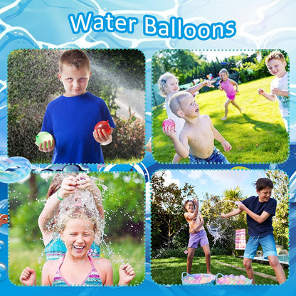 Funnity Self-Sealing Water Balloons, 444 pack, 60-second quick filler, water balloons with 4 hose connections, colorful water balloons for outdoor water games and summer fun.