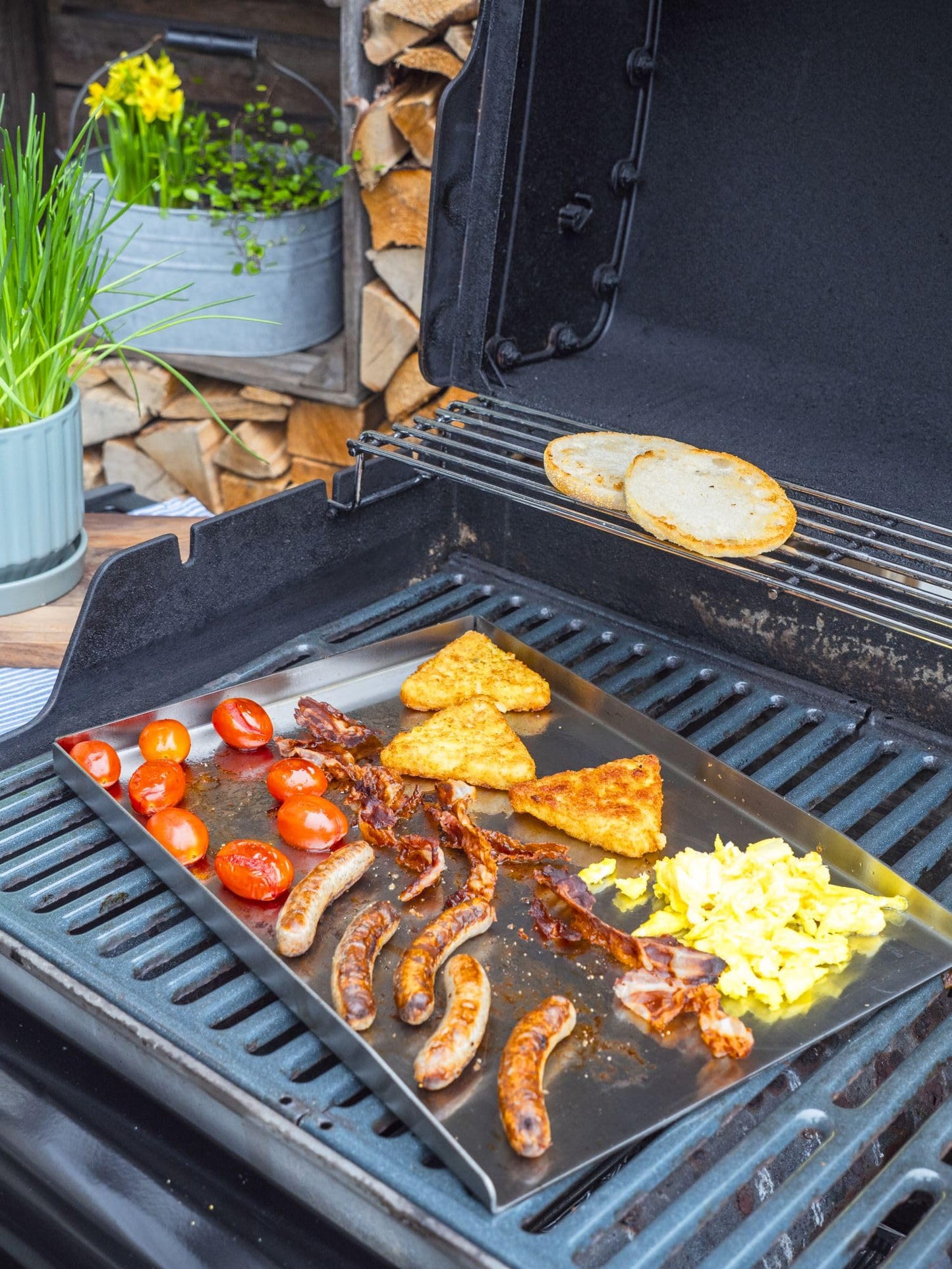 Steuber Plancha Plate 36 x 26 cm Stainless steel grill plate with edge, Teppanyaki grill plate for burgers, induction stove & charcoal grill.