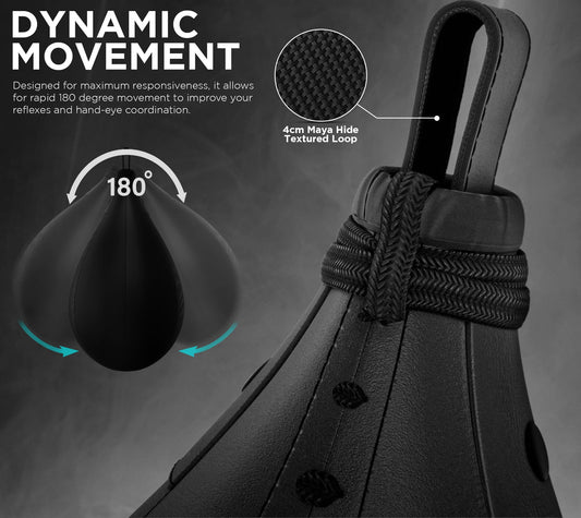 RDX Speedbag Maya Hide Leather Set with Hanging Bracket, Punching Ball Boxing Speed Bag, Speed Ball Boxing Training Equipment for Gym Fitness.