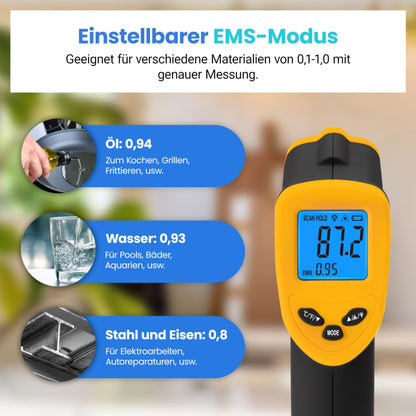 Etekcity Infrared Thermometer, Temperature Gauge -50°C to +450°C - Digital Laser Infrared Thermometer for Kitchen, Pizza Oven, Grill, Baking - Not for humans - Yellow/Black