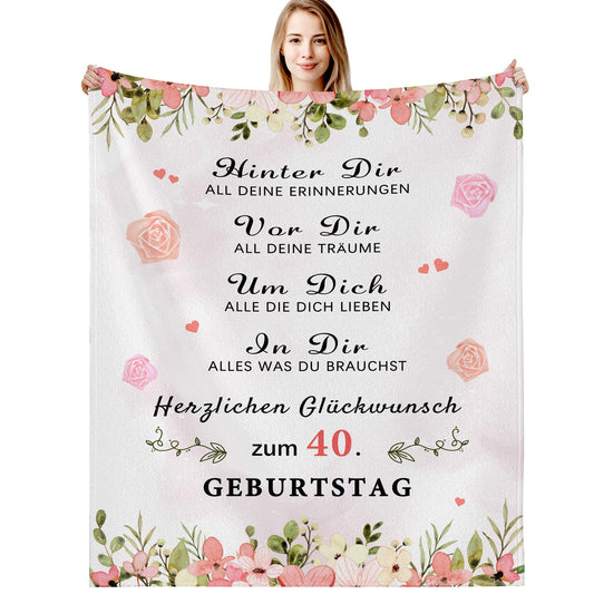 G-dake Gifts for Women's 40th Birthday, Cozy Blanket Birthday Gift for Best Friend Wife Sister Colleague, Birthday Gift Ideas, Fluffy Fleece Blanket 130x150cm