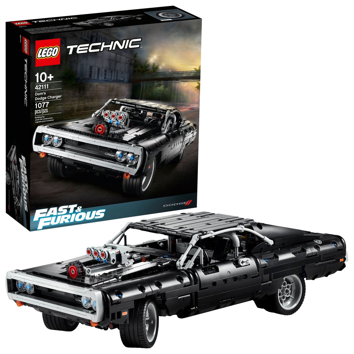LEGO 42111 Technic Dom's Dodge Charger, Fast and Furious model car building set for boys, girls, men, and women. Iconic collector's set.