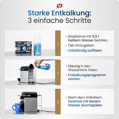 3-in-1 descaling tablets for coffee machines & coffee makers (55 pieces) - descaling tabs for Delonghi, Siemens EQ series, Jura, Krups, Bosch, Miele, Melitta, Krups, Tassimo, WMF.