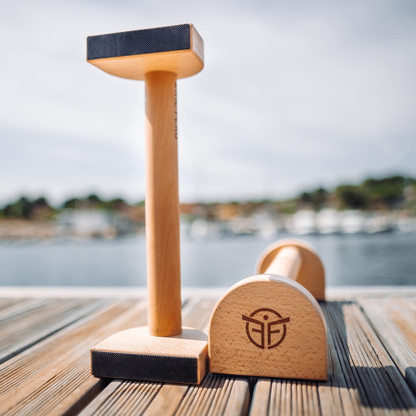 Eric Flag Handstand Handles - Premium Parallettes, Wooden Push-Up Handles for Fitness, Gym, Calisthenics & Yoga - Wooden Parallettes Calisthenics Non-Slip, Push Up Bars for Indoor and Outdoor
