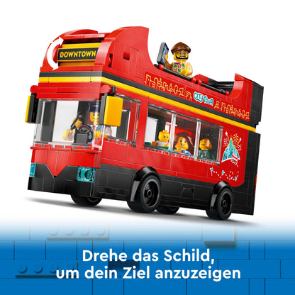 LEGO City Double Decker Bus, Double Decker Toy Bus, Vehicle Playset for boys and girls aged 7 and up, includes 5 figures, including one baby in a stroller 60407