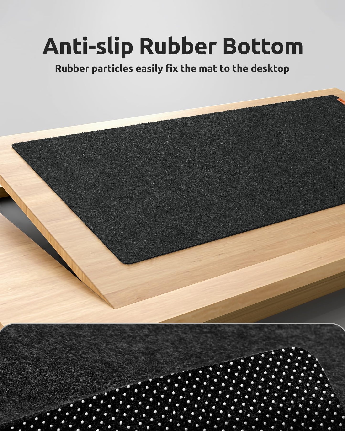 YSAGi Desk Pad Felt, 100x40cm Non-Slip Desk Mat, Large Mouse Pad Keyboard Mat Desk Accessory for Office & Home Office, Black
