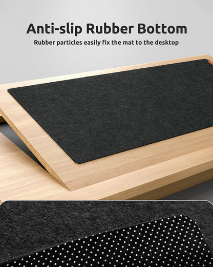 YSAGi Desk Pad Felt, 100x40cm Non-Slip Desk Mat, Large Mouse Pad Keyboard Mat Desk Accessory for Office & Home Office, Black